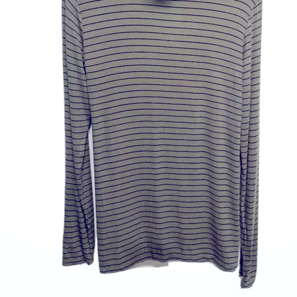 MOSSIMO LONG LIGHTWEIGHT CHARCOAL GRAY & BLACK STRIPED TURTLENECK KNIT TOP SMALL - Picture 6 of 9